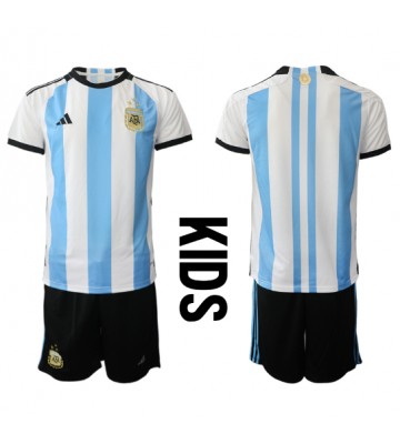 Argentina Replika Babytøj Hjemmebanesæt Børn VM 2022 Kortærmet (+ Korte bukser)